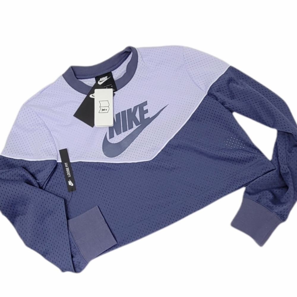 Nike Loose Fit Jersey Long Sleeve Crop Top sz Med - Picture 3 of 5